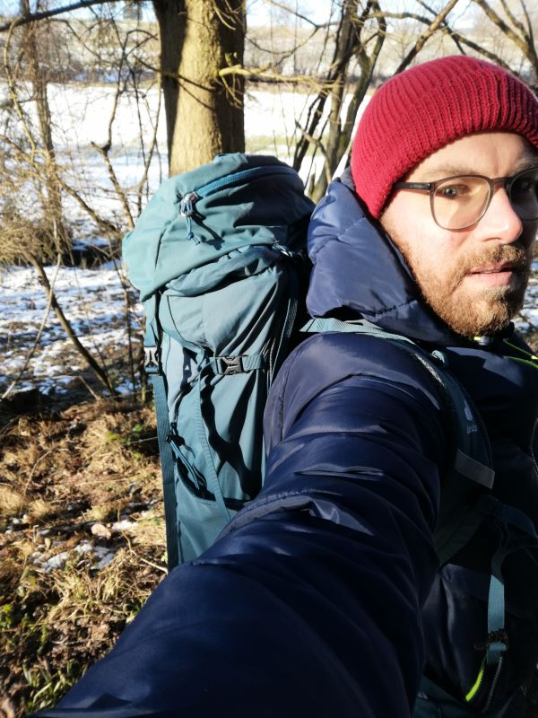 Chris with his Deuter Backpack